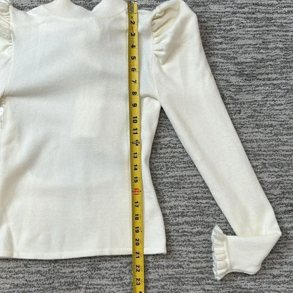 NWT LPA Marie Sweater Open Back Puff Sleeves in Cream Revolve Small